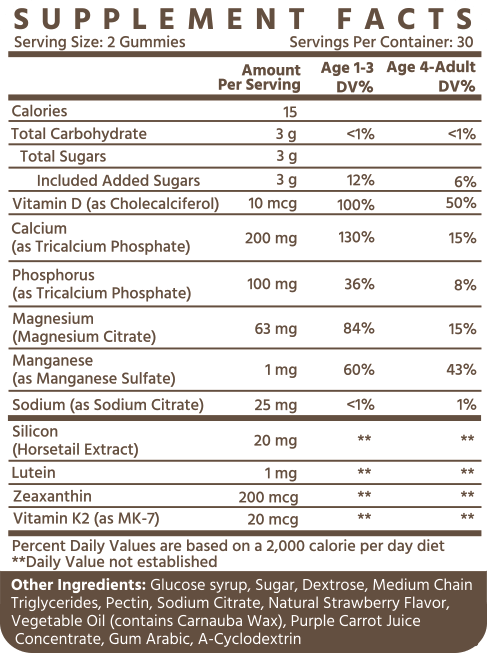 supplement facts of bone growth